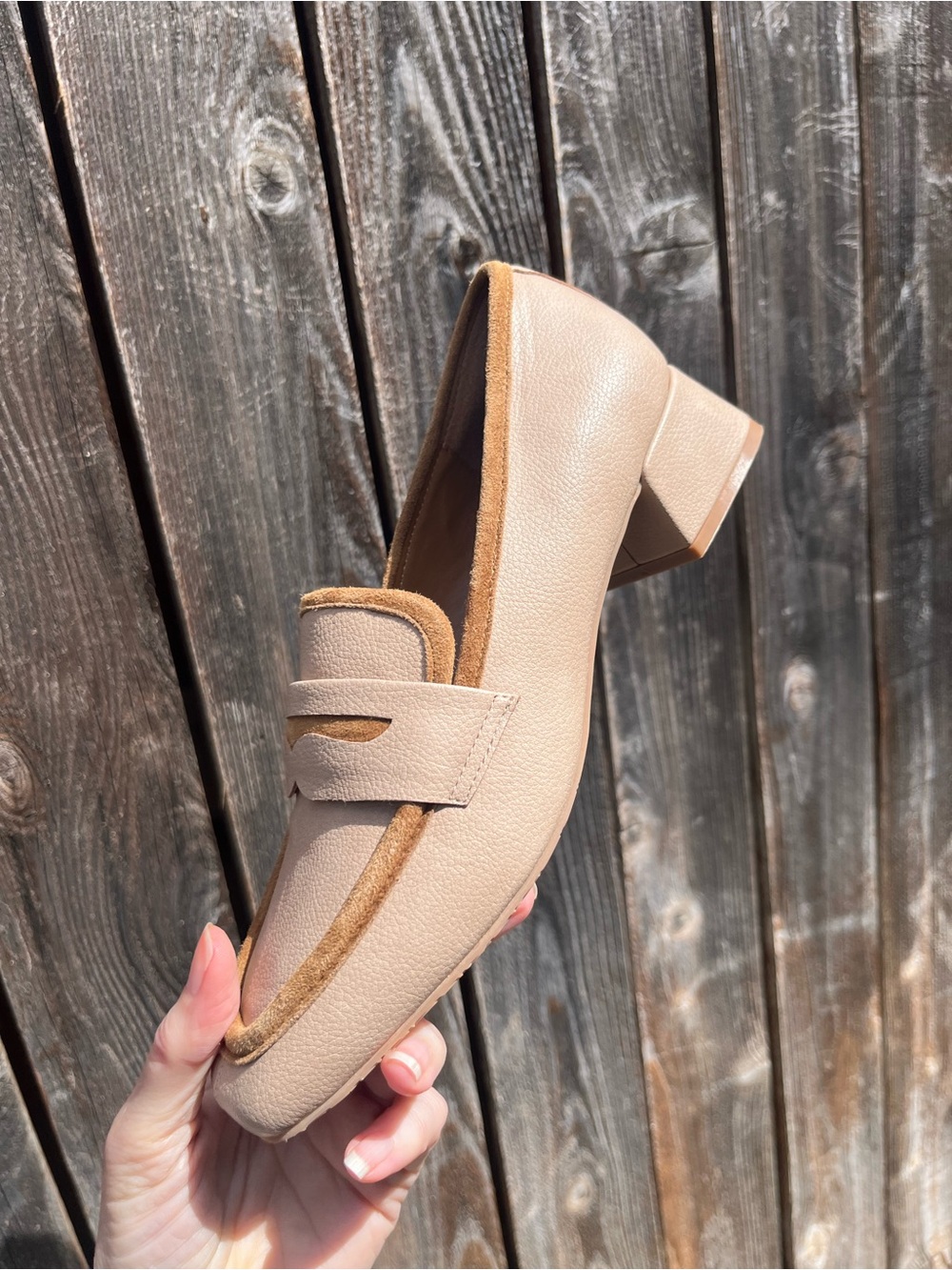 Donald Pliner Tristina Sand Tumble Stretch Block Heel loafers size 7.5 - Picture 13 of 16